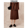 VIMAGE纬漫纪设计感高腰a摆百搭显瘦压褶半身裙冬季新款V2206812 商品缩略图0