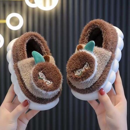 【软萌可爱风毛绒保暖棉拖鞋】儿童秋冬季男童女童橙子可爱防滑居家室内宝宝棉鞋 商品图3