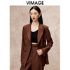 VIMAGE纬漫纪冬季新款复古设计感咖色休闲宽松挺括西装外套V2203810 商品缩略图3