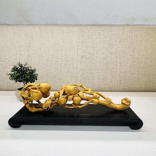 精雕三多如意°黄杨木摆件(不含底座) 商品图0