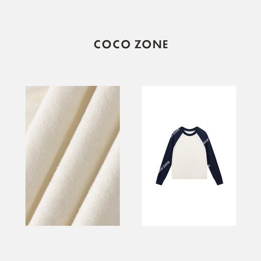 COCO ZONE 时尚拼色长袖针织衫百搭显瘦圆领上衣CC1C1639 商品图2