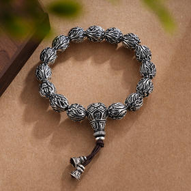 子佩集S990银【百财】手串【HC31139】纯银仿古12mm手链2409