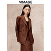 VIMAGE纬漫纪冬季新款复古设计感咖色休闲宽松挺括西装外套V2203810 商品缩略图2