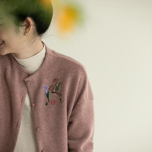 牧衣游原创 手工刺绣棉混纺衬衫女新款*百搭外套上衣 载月 商品图3