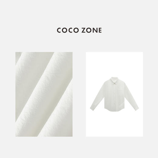 COCO ZONE 100棉夏季薄款翻领衬衫简约长袖上衣CC1B1531 商品图2