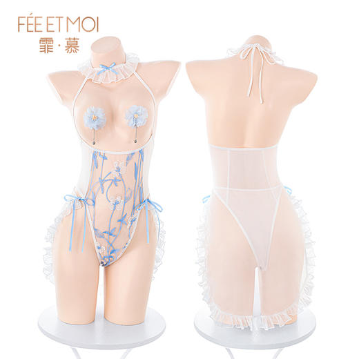 【情趣内衣】霏慕 暴r开裆刺绣花嫁套装6601 商品图9