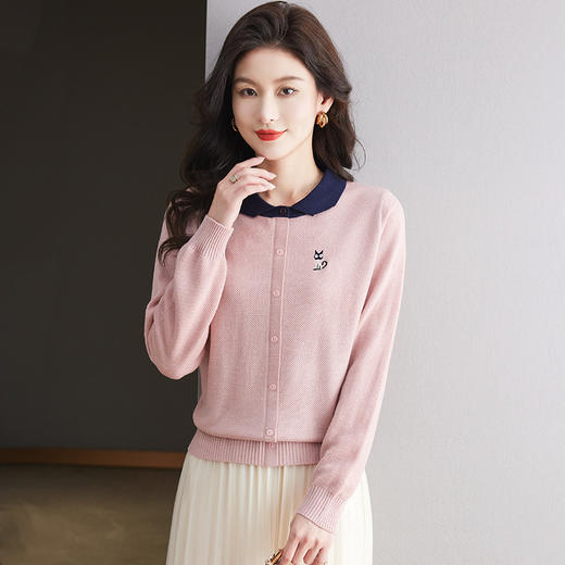 娃娃领短款毛衣，减龄百搭宽松配裙子打底上衣CC-27-24135 商品图1