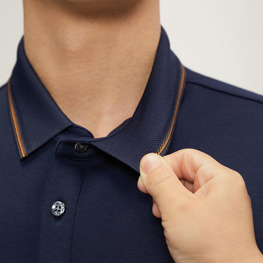 【5A抗菌2A防螨】柒牌长袖Polo衫男秋季新款含莫代尔磨毛翻领上衣	127T70300 商品图2