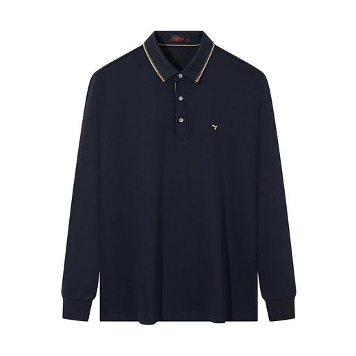 【含羊毛】柒牌长袖Polo衫男士2024秋冬新款商务休闲斜纹磨毛T恤	127T70340 商品图4