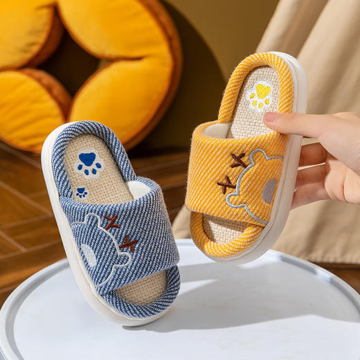 【22款！简约防滑卡通棉布亲子拖鞋】宝宝春秋室内居家用男童女童亚麻拖鞋四季儿童拖鞋 商品图3