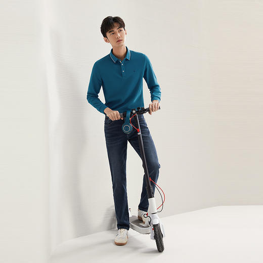 【5A抗菌2A防螨】柒牌长袖Polo衫男2024秋季新品休闲百搭翻领上衣	127T70540 商品图2