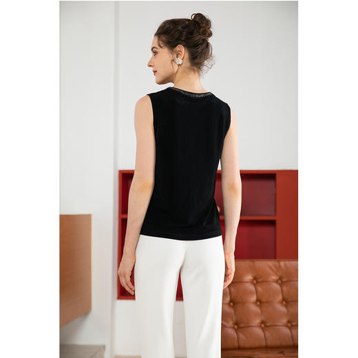 司歌醋酸V领背心知性百搭弹力修身针织T901085X 商品图3