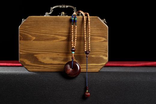 DQ0104°紫檀杏叶平安扣+老山檀香挂件 商品图1