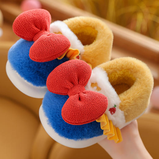 【可爱蝴蝶结包跟棉拖鞋】儿童棉鞋保暖加绒女童棉拖鞋包头宝宝毛毛鞋冬 商品图2
