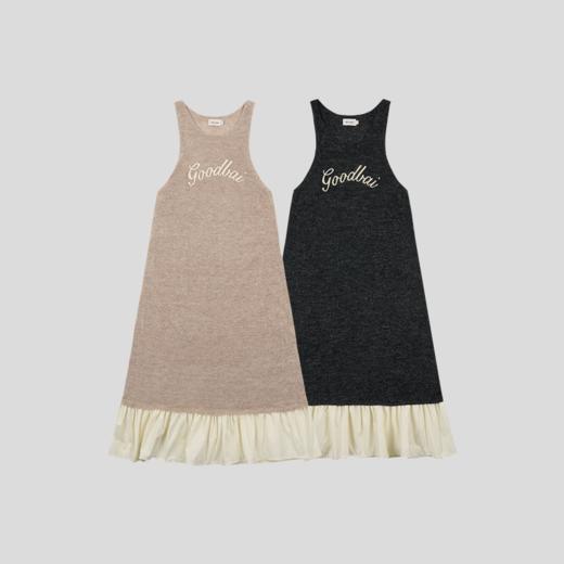 GOODBAI 手写logo刺绣拼接圆领背心式连衣裙 商品图1