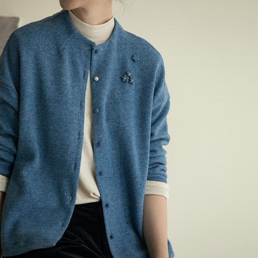 牧衣游原创 净色棉混纺外套女秋季新款立领文艺百搭宽松开衫 游镜 商品图2