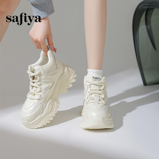 Safiya/索菲娅2024冬潮酷加绒保暖厚底高帮轻便百搭运动老爹鞋SF44112053 商品图4