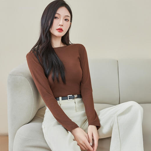 【玫瑰精华养肤衣】2024款莫代尔打底衫女内搭秋冬圆领修身长袖女士保暖上衣高弹显瘦 商品图6