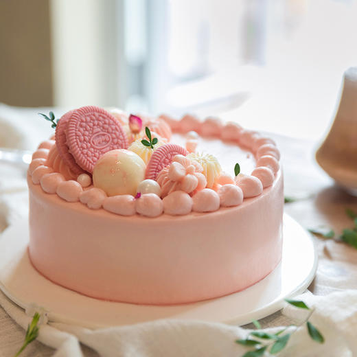 「新品」花舞蜜桃——低甜蜜桃莓果芝士慕斯奶油蛋糕【清甜蜜桃 沁甜绵软】 商品图0