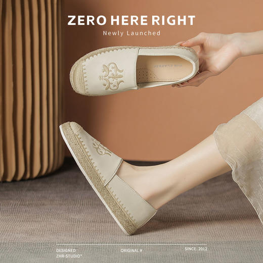 ZHR则则时尚中式刺绣渔夫鞋单鞋2024新款百搭气质女鞋一脚蹬 商品图4