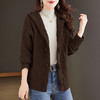 CC-26-8185连帽牛角扣毛衣外套女短款春秋2024新款宽松慵懒外穿粗线针织开衫 商品缩略图3