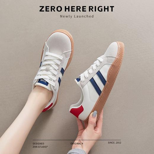 ZHR则则德训鞋女2024春秋新款百搭小白鞋平底复古阿甘鞋休闲板鞋 商品图4