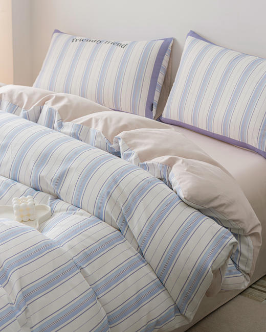 多喜爱 好朋友系列 高密全棉卡通数码印花三/四件套 粉色蝴蝶结/平行灰蓝 商品图8