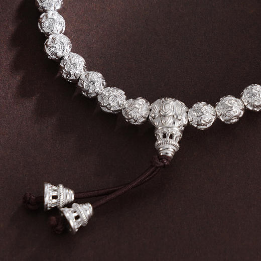 子佩集S990银【六字真言】手串【HC31101】纯银6mm白手链2409 商品图4