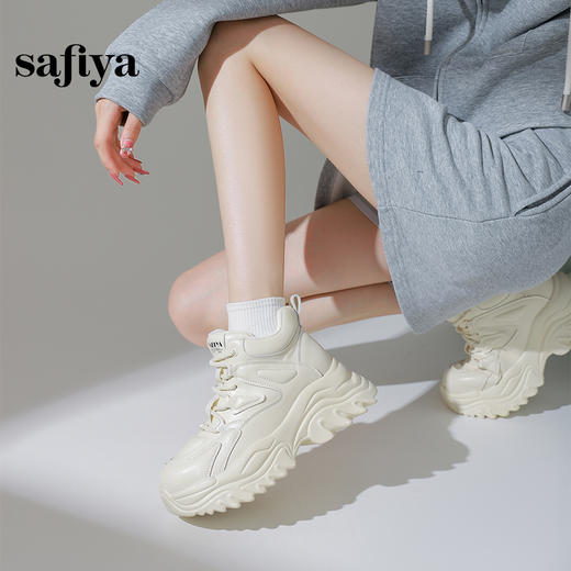 Safiya/索菲娅2024冬潮酷加绒保暖厚底高帮轻便百搭运动老爹鞋SF44112053 商品图5