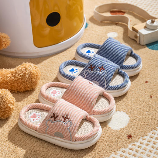 【22款！简约防滑卡通棉布亲子拖鞋】宝宝春秋室内居家用男童女童亚麻拖鞋四季儿童拖鞋 商品图0
