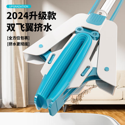 热销海绵拖把懒人吸水拖把免手洗干湿两用家用胶棉对折拖把_ym 商品图2