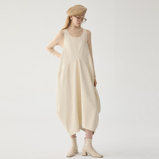 谜底背心式连衣裙2024冬季新品文艺复古不规则长裙无袖244GL1693 商品图1