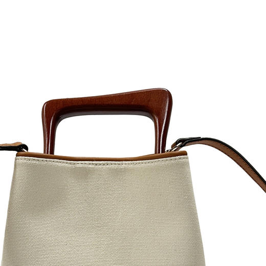 谜底小包包女2024冬季新品复古风帆布拼接小牛皮单肩包244MQ1951 商品图1