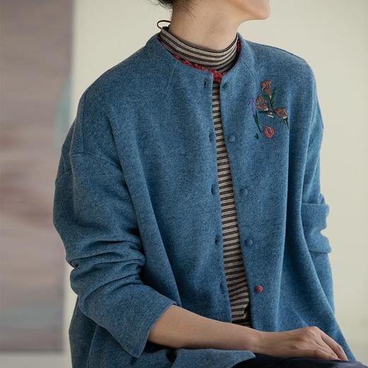 牧衣游原创 手工刺绣棉混纺衬衫女新款*百搭外套上衣 载月 商品图0