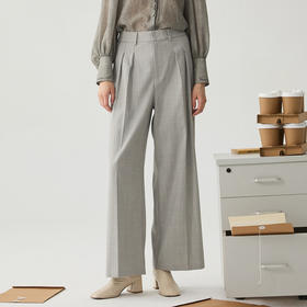 谜底阔腿裤女2024冬季新品通勤风优雅气质高腰西裤长裤244MK1522