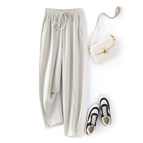 【特惠不退换】白色休闲裤女运动裤宽松香蕉裤卫裤秋季高腰莫代尔镰刀裤九分裤    WSFS-WS-606