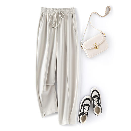 【特惠不退换】白色休闲裤女运动裤宽松香蕉裤卫裤秋季高腰莫代尔镰刀裤九分裤    WSFS-WS-606 商品图0