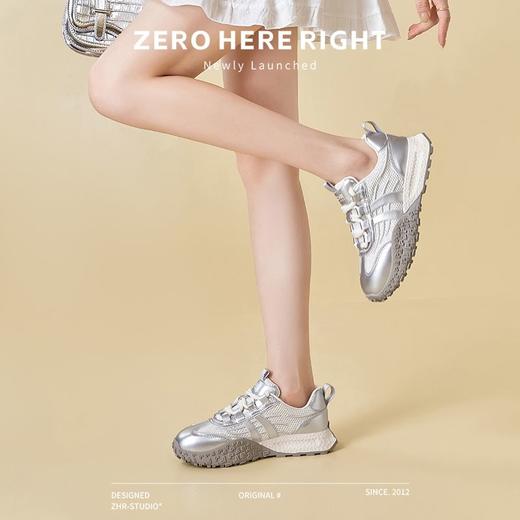 ZHR则则银色透气网面德训鞋女厚底运动鞋ins百搭休闲鞋女2024新款 商品图5