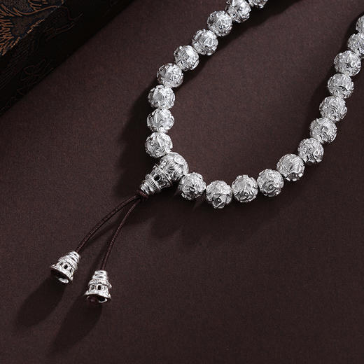 子佩集S990银真言手串【LZZY5】纯银8mm白手链2409 商品图6