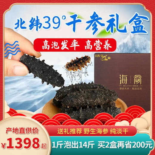 【送礼送长辈-干参礼盒装】正宗大连深海辽刺参 一级/特级可选  纯淡干海参干参 39度岛辽参海参 商品图0