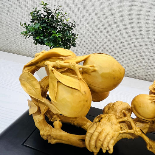 精雕三多如意°黄杨木摆件(不含底座) 商品图4