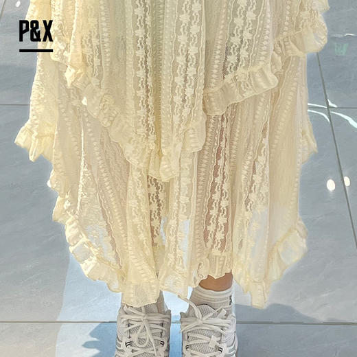 P&X设计师女装秋针织休闲蕾丝气质时尚半身长裙 824307196 杏色 商品图2