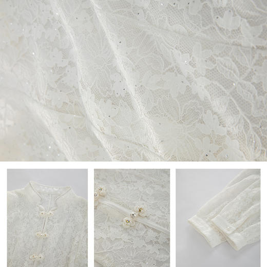 司歌蕾丝花卉镂空立领盘扣外套中袖B901262y 商品图4