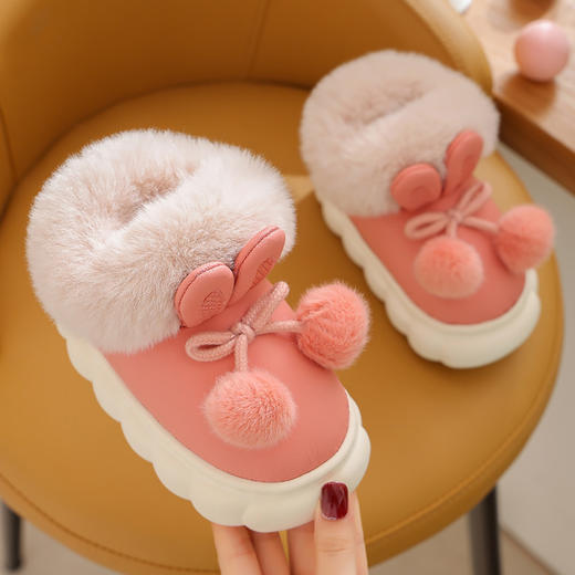 【可爱保暖儿童短靴棉鞋】冬季女童居家PU皮防水室外宝宝小中童棉拖鞋小孩棉靴 商品图1