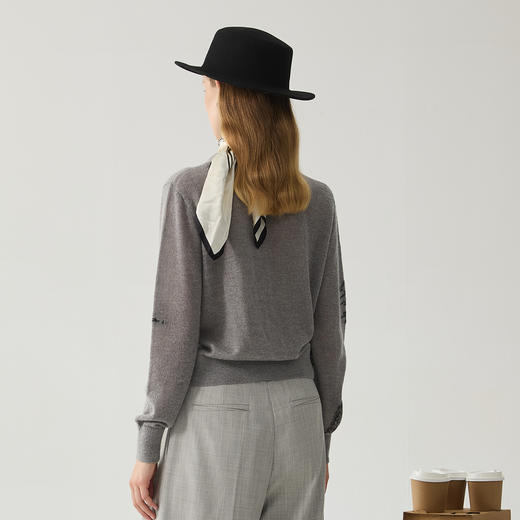 谜底拉链款针织开衫2024冬季新品复古提花短款保暖毛衣244MZ1872 商品图2