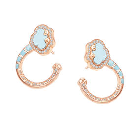 ［结·锁系列］18K金钻石绿松石耳饰#如意RUYI