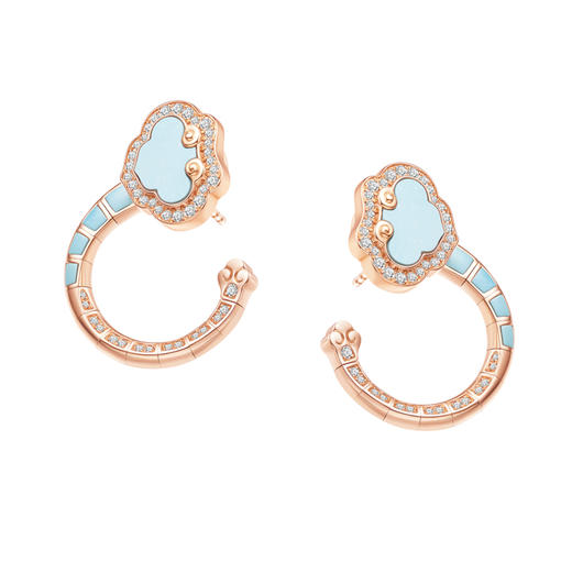 ［结·锁系列］18K金钻石绿松石耳饰#如意RUYI 商品图0