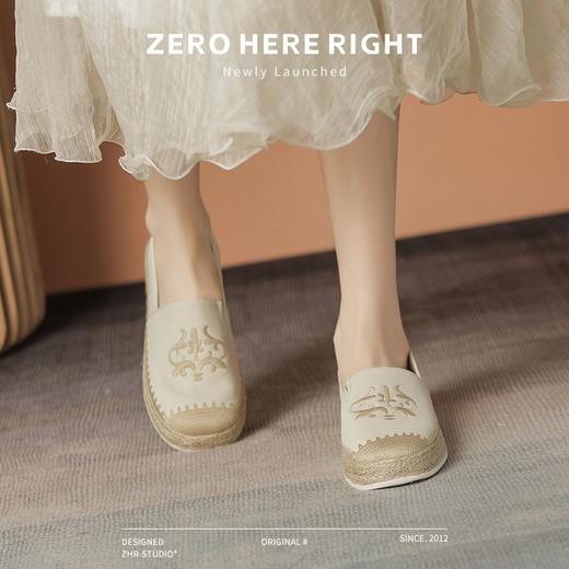ZHR则则时尚中式刺绣渔夫鞋单鞋2024新款百搭气质女鞋一脚蹬 商品图2