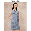 VIMAGE纬漫纪秋季新款气质V领显瘦小香风高级千金感无袖连衣裙V2207822 商品缩略图1