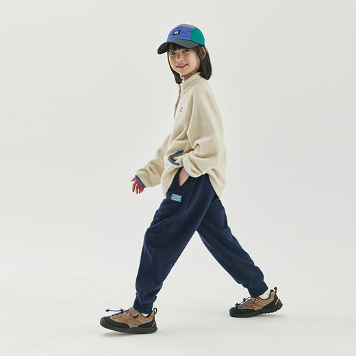 cicochild2024秋冬新款女童加绒裤子男童休闲运动纯色束脚长裤 商品图3